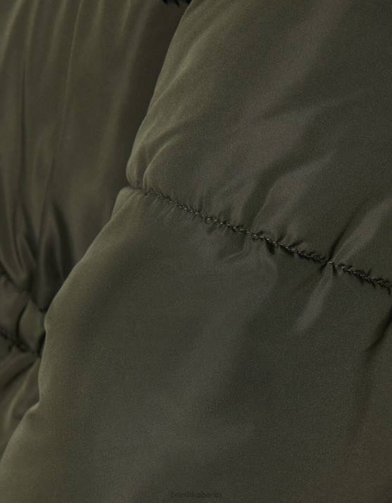 khaki Bershka Frauen langer Puffermantel H00J1147