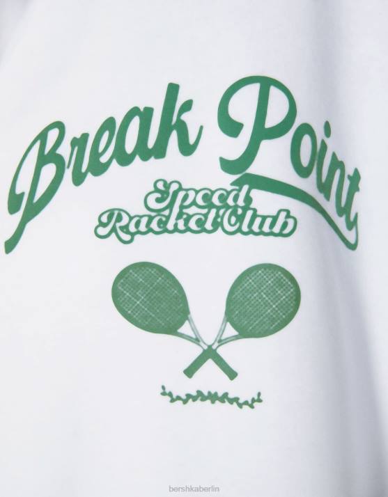 Creme Bershka Frauen Kapuzenpullover mit College-Print und Reißverschluss H00J1271