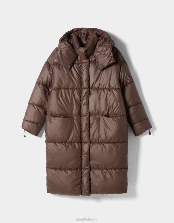 Nerz Bershka Frauen Langer Kapuzen-Puffermantel H00J1149