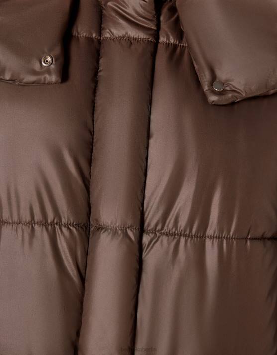 Nerz Bershka Frauen Langer Kapuzen-Puffermantel H00J1149