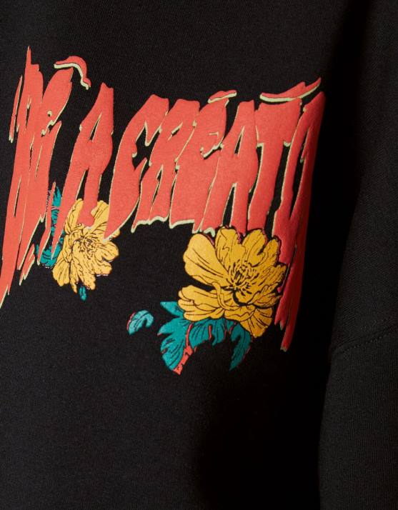 Schwarz Bershka Frauen Bedruckter Kapuzenpullover H00J1243