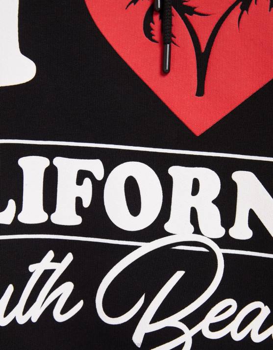 Schwarz Bershka Frauen Bedruckter Kapuzenpullover H00J1273