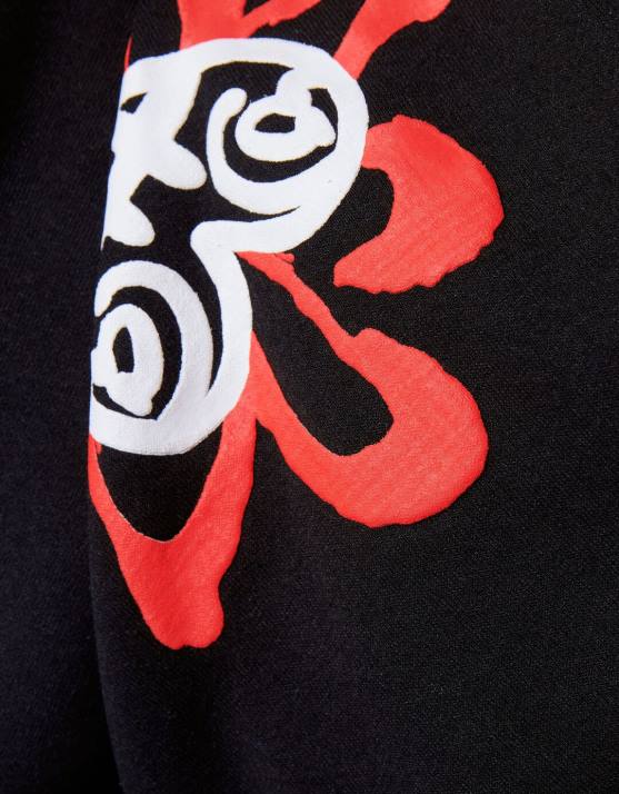 Schwarz Bershka Frauen Kapuzenpullover mit Graffiti-Print H00J1281