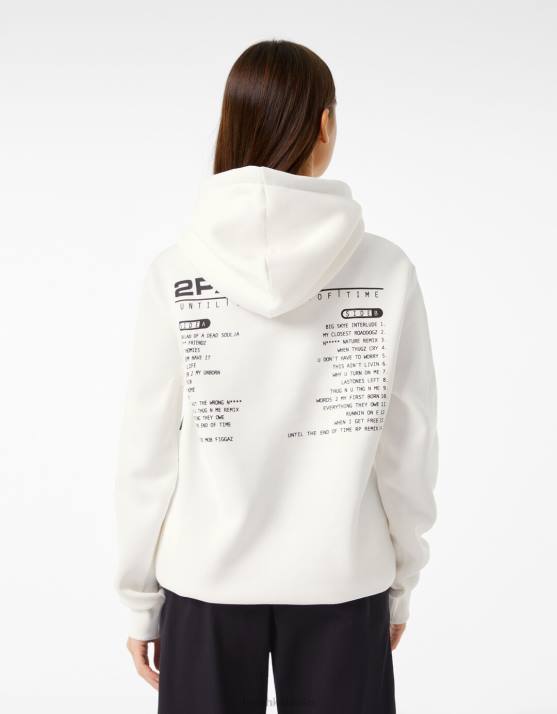 Weiss Bershka Frauen Tupac-Hoodie H00J1211