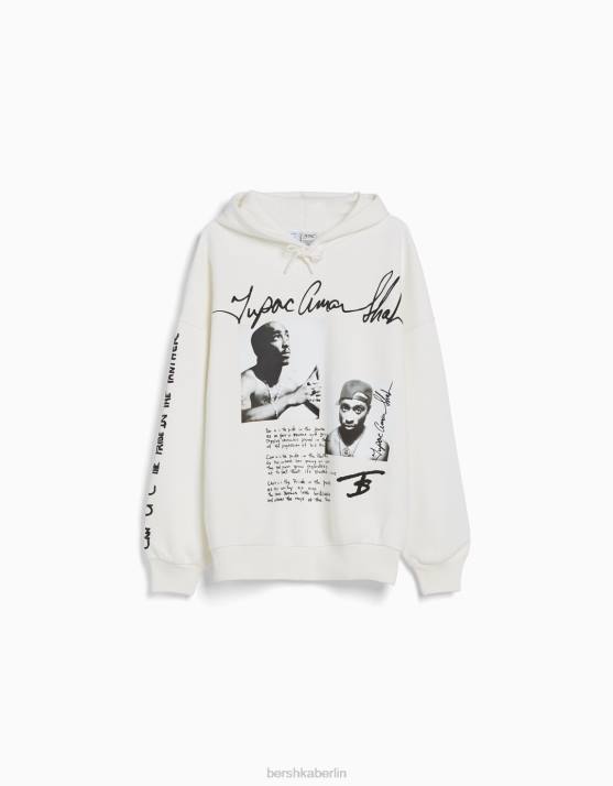 nicht-gerade weiss Bershka Frauen Tupac-Hoodie H00J1210