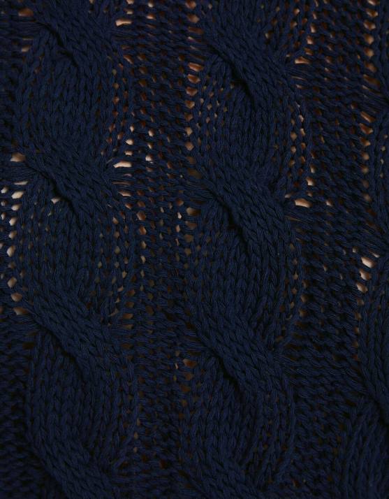 Blau Bershka Frauen Zopfstrickpullover mit Rundhalsausschnitt H00J1087