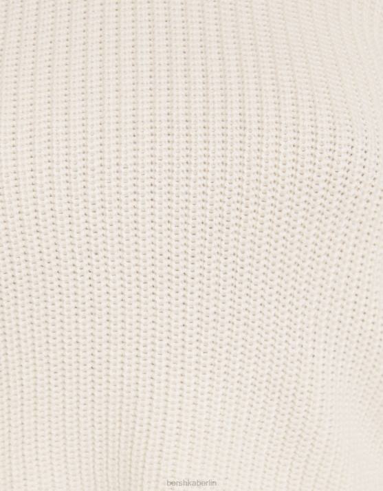 Creme Bershka Frauen Pullover mit Rundhalsausschnitt H00J1056