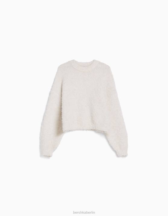 Creme Bershka Frauen Pullover mit Rundhalsausschnitt H00J1084
