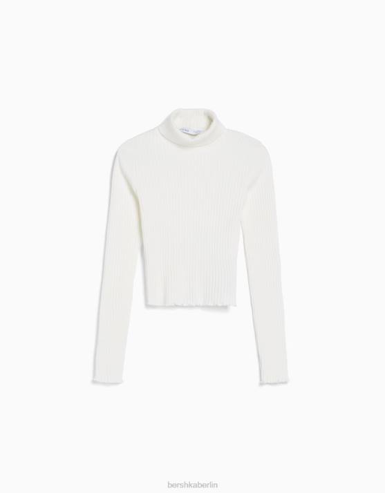 Creme Bershka Frauen Rollkragenpulli H00J1014