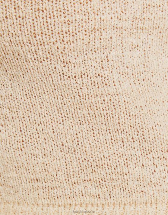 Creme Bershka Frauen Rustikaler Pullover mit Rundhalsausschnitt H00J978