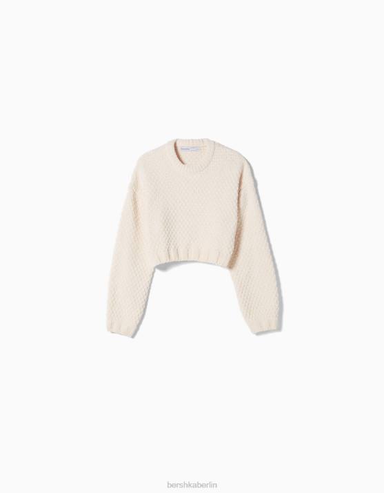 Creme Bershka Frauen Strukturierter Chenille-Pullover H00J1067