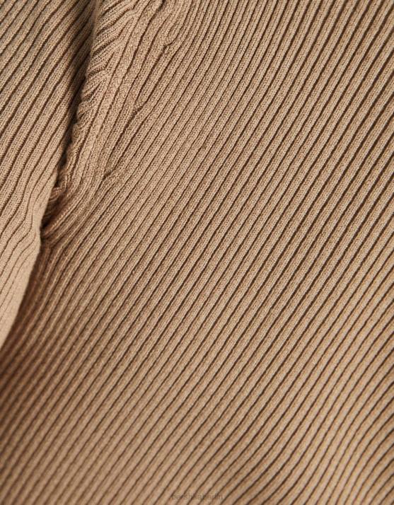 Kamel Bershka Frauen Pullover mit Rundhalsausschnitt H00J1072