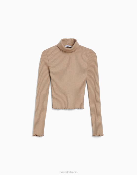 Kamel Bershka Frauen Rollkragenpulli H00J1013