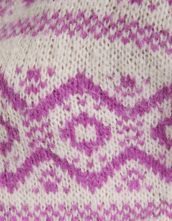 Rosa Bershka Frauen Jacquard-Pullover mit hohem Kragen H00J1076