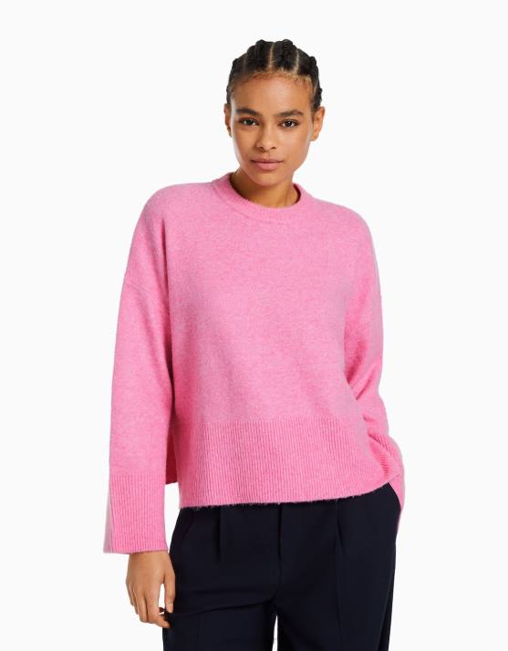 Rosa Bershka Frauen übergroßer Pullover H00J1011