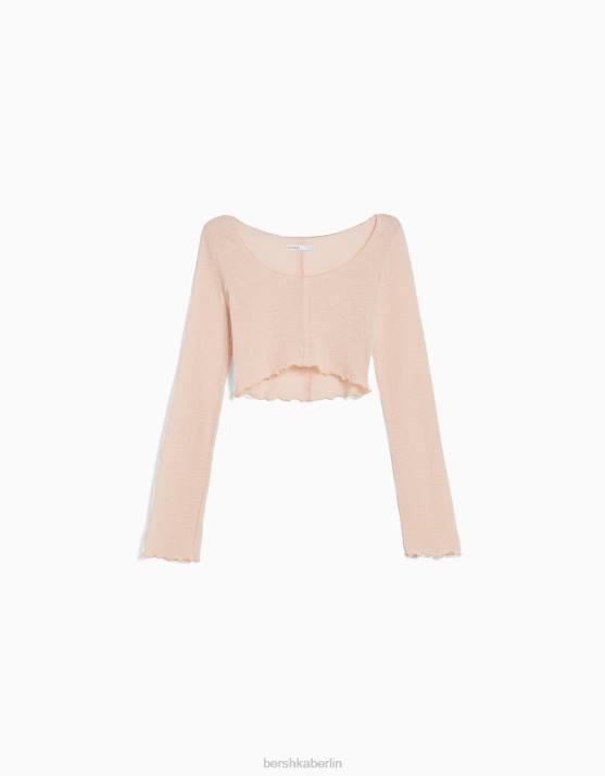 Rosa Bershka Frauen lockiger Pullover H00J1015