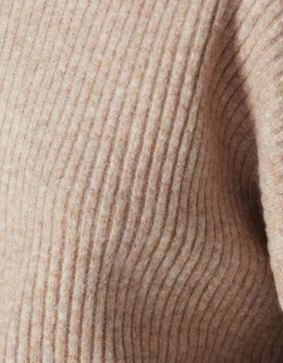 Sand Bershka Frauen Gerippter Pullover mit hohem Kragen H00J1005