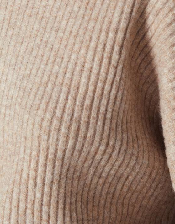 Sand Bershka Frauen Gerippter Pullover mit hohem Kragen H00J1007