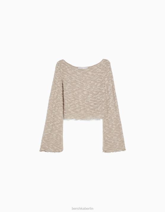 Sand Bershka Frauen Offener Strickpullover H00J982