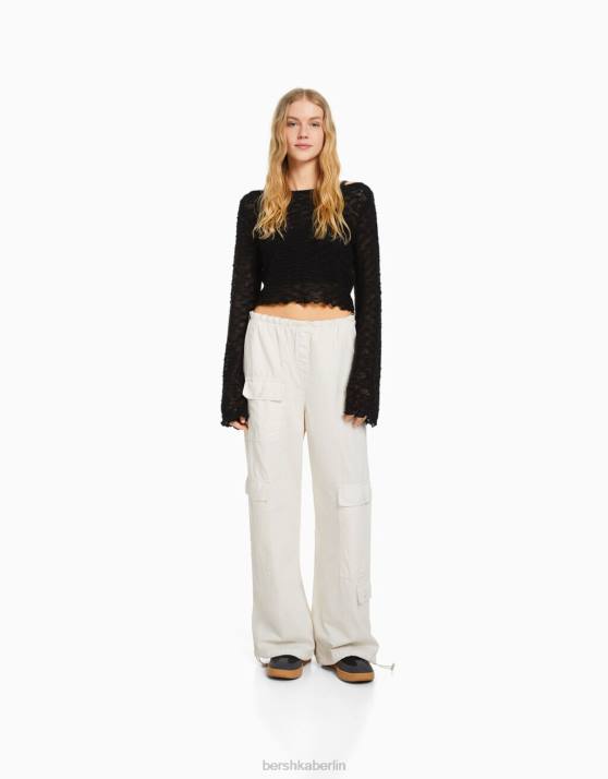 Schwarz Bershka Frauen Offener Strickpullover H00J983
