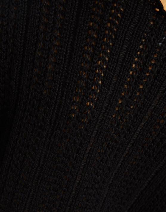 Schwarz Bershka Frauen rustikaler Pullover H00J1081