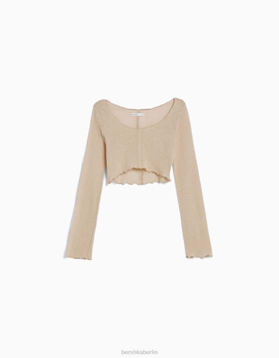 Stein Bershka Frauen Pullover mit lockigem Saum H00J1016