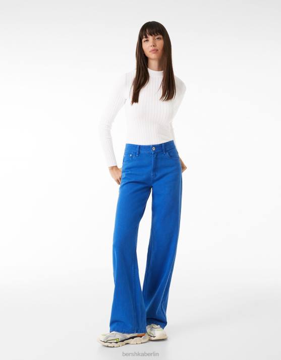 Weiss Bershka Frauen Gerippter Pullover mit Stehkragen H00J1023