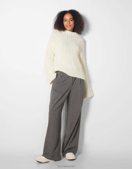 Weiss Bershka Frauen Pullover mit Stehkragen H00J1034