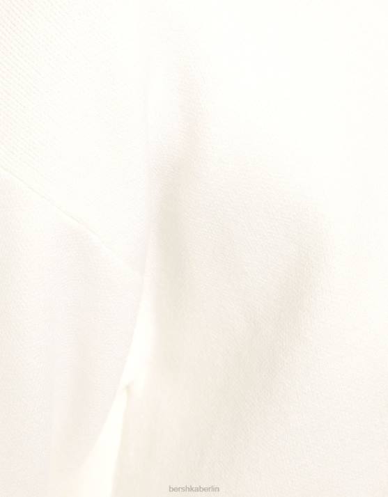 Weiss Bershka Frauen Strickpullover mit Rundhalsausschnitt H00J1077