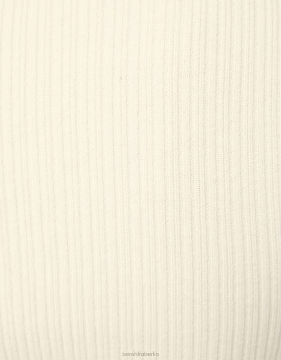 exklusiv Bershka Frauen Rippstrickpullover mit hohem Halsausschnitt H00J1054