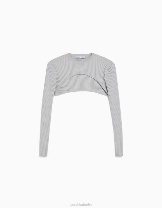 grau Bershka Frauen Kurz geschnittener Armwärmerpullover H00J993