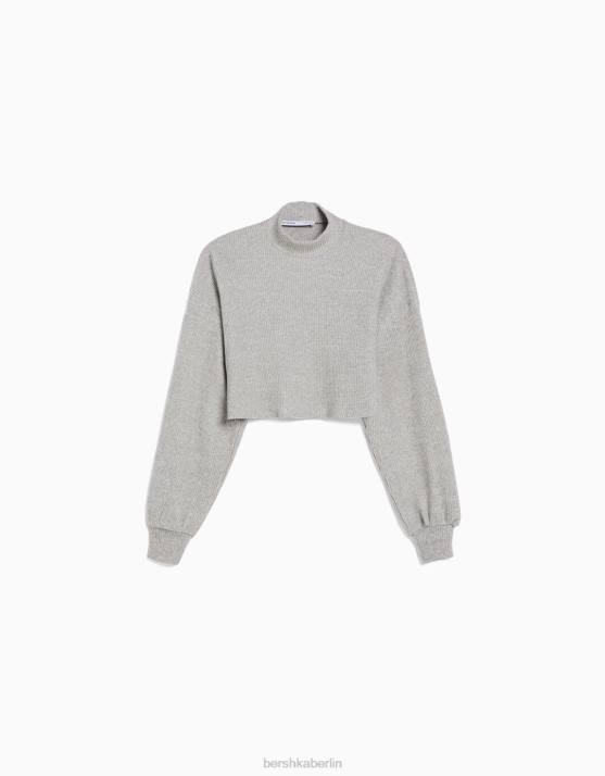 grau Bershka Frauen Kurzer Pullover H00J1036