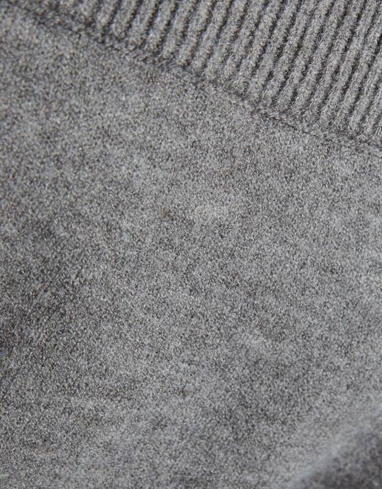 grau Bershka Frauen Kurzer Pullover mit V-Ausschnitt H00J1092