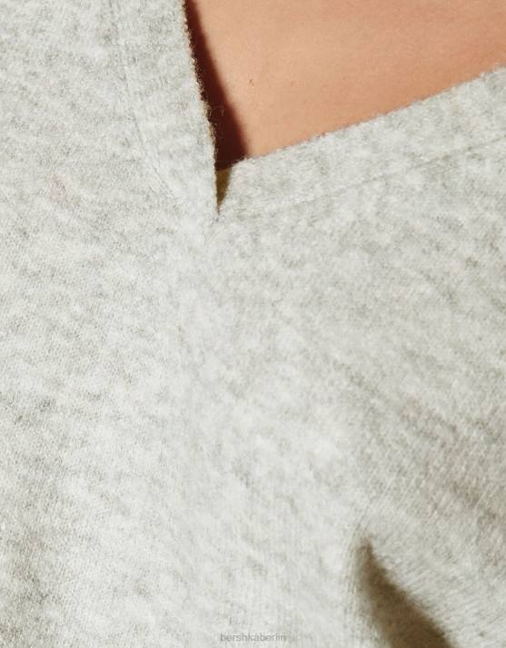 grau Bershka Frauen Pullover mit Polokragen H00J1029
