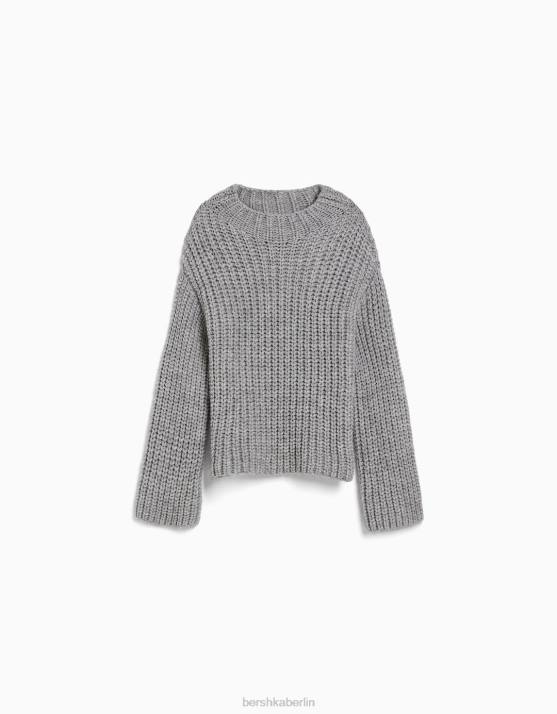 grau Bershka Frauen Pullover mit Stehkragen H00J1033