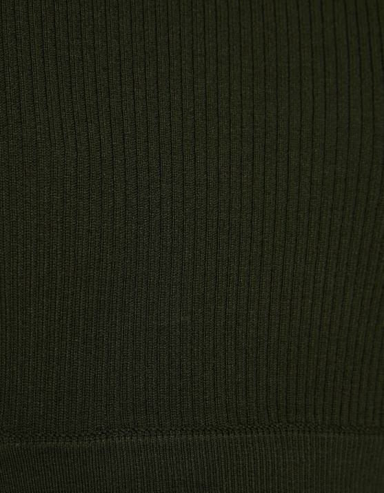 khaki Bershka Frauen Gerippter Pullover mit Cut-Outs H00J980