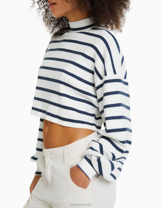 nicht-gerade weiss Bershka Frauen Kurzer Pullover H00J1035