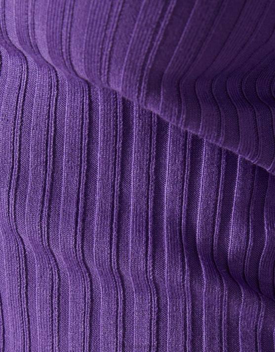 violett Bershka Frauen Gerippter Pullover mit Stehkragen H00J1025