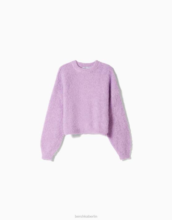 violett Bershka Frauen Pullover mit Rundhalsausschnitt H00J1085