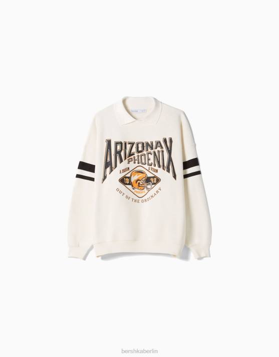 Beige Bershka Frauen Sweatshirt mit Polokragen H00J1275