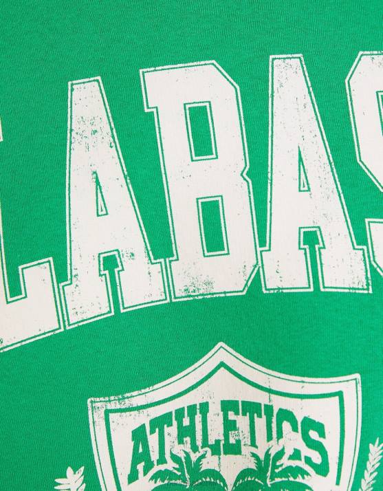 Grün Bershka Frauen Bedrucktes Langarm-Sweatshirt H00J1235