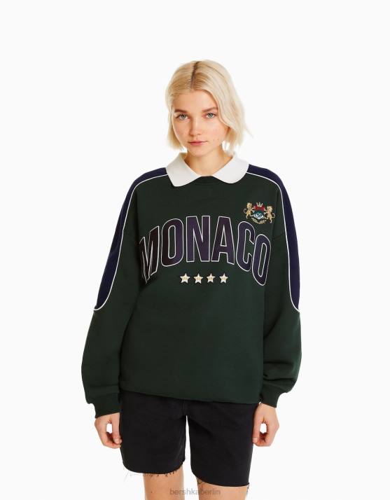 Grün Bershka Frauen Bedrucktes Sweatshirt H00J1274