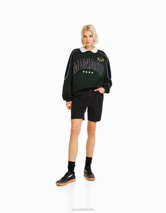 Grün Bershka Frauen Bedrucktes Sweatshirt H00J1274