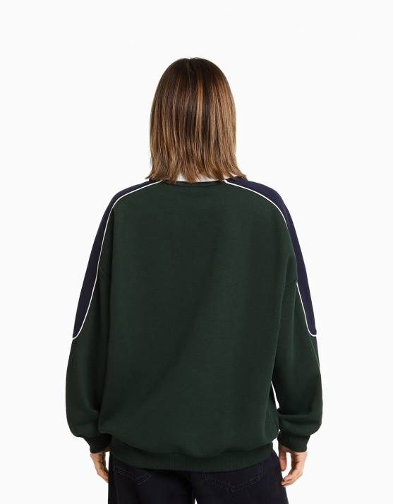 Grün Bershka Frauen Bedrucktes Sweatshirt H00J1276