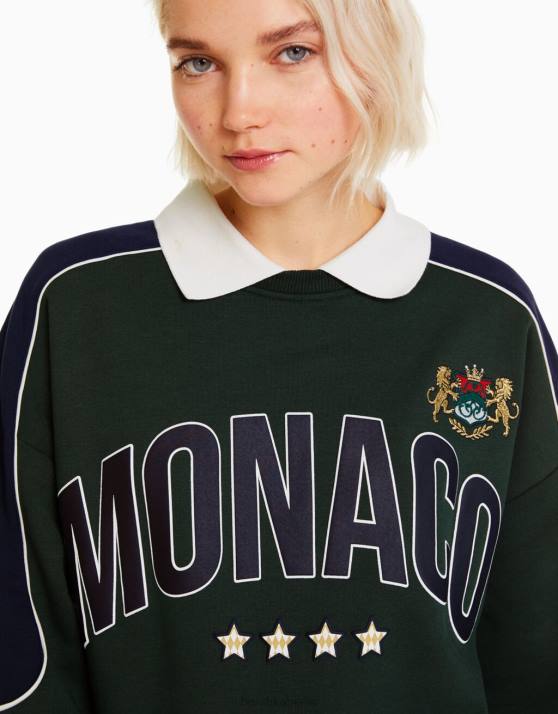 Grün Bershka Frauen Bedrucktes Sweatshirt H00J1276
