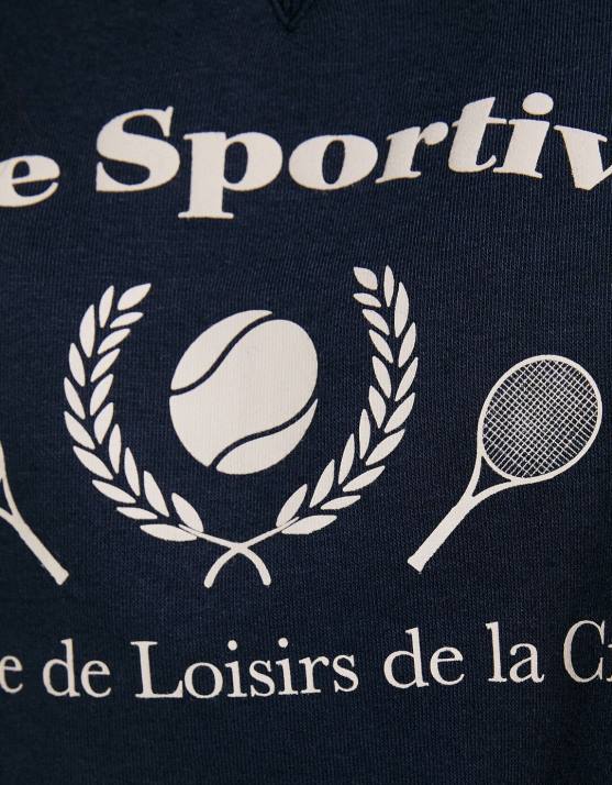 Marine Bershka Frauen Bedrucktes Sweatshirt mit Polokragen H00J1258