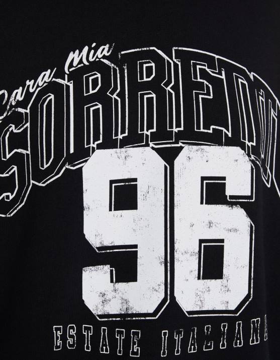 Schwarz Bershka Frauen Bedrucktes Langarm-Sweatshirt H00J1236