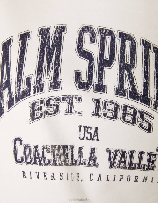 Weiss Bershka Frauen Übergroßes bedrucktes Sweatshirt H00J1220