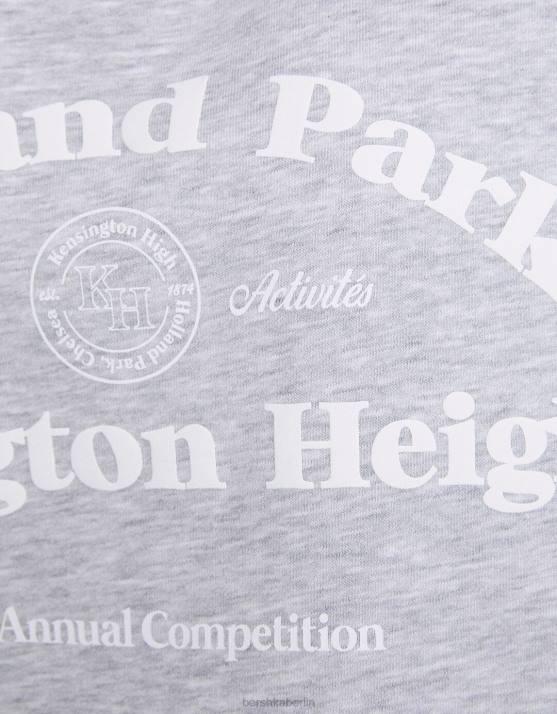 grau Bershka Frauen Bedrucktes Sweatshirt mit Polokragen H00J1261