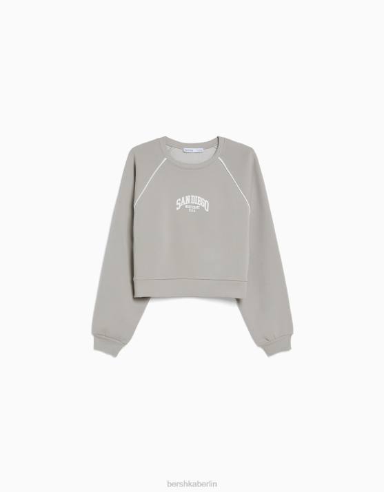 grau Bershka Frauen Kontrast-Sweatshirt H00J1260